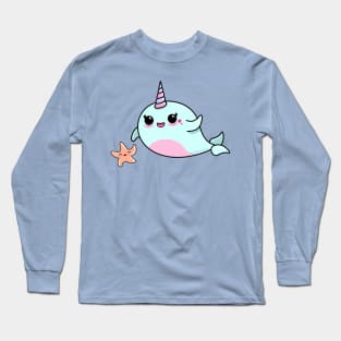 Cute Narwhal and Starfish Long Sleeve T-Shirt